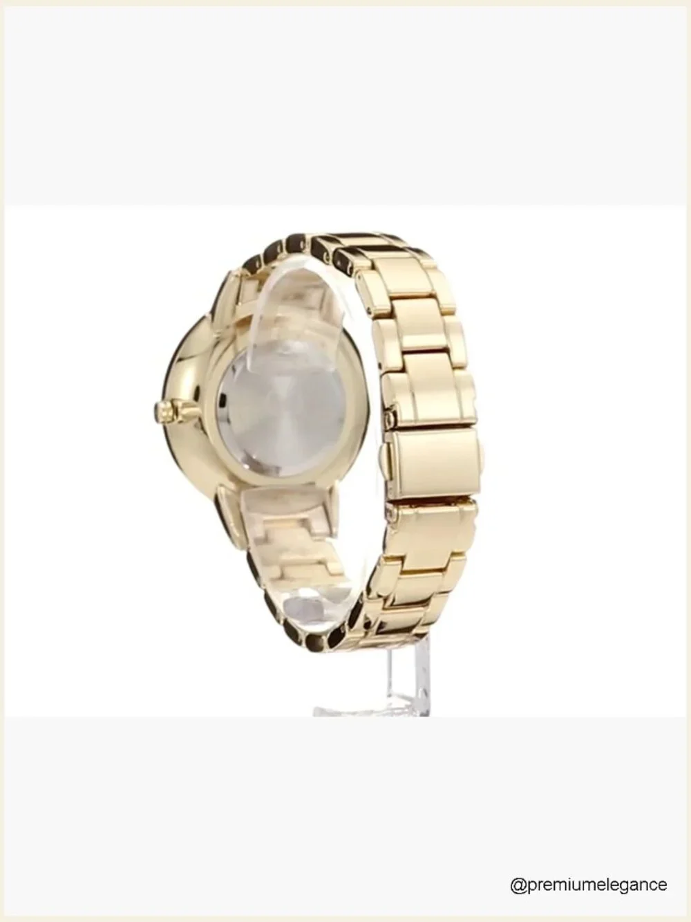 Crystal Accented Bracelet Watch with Gold-Tone Link Band